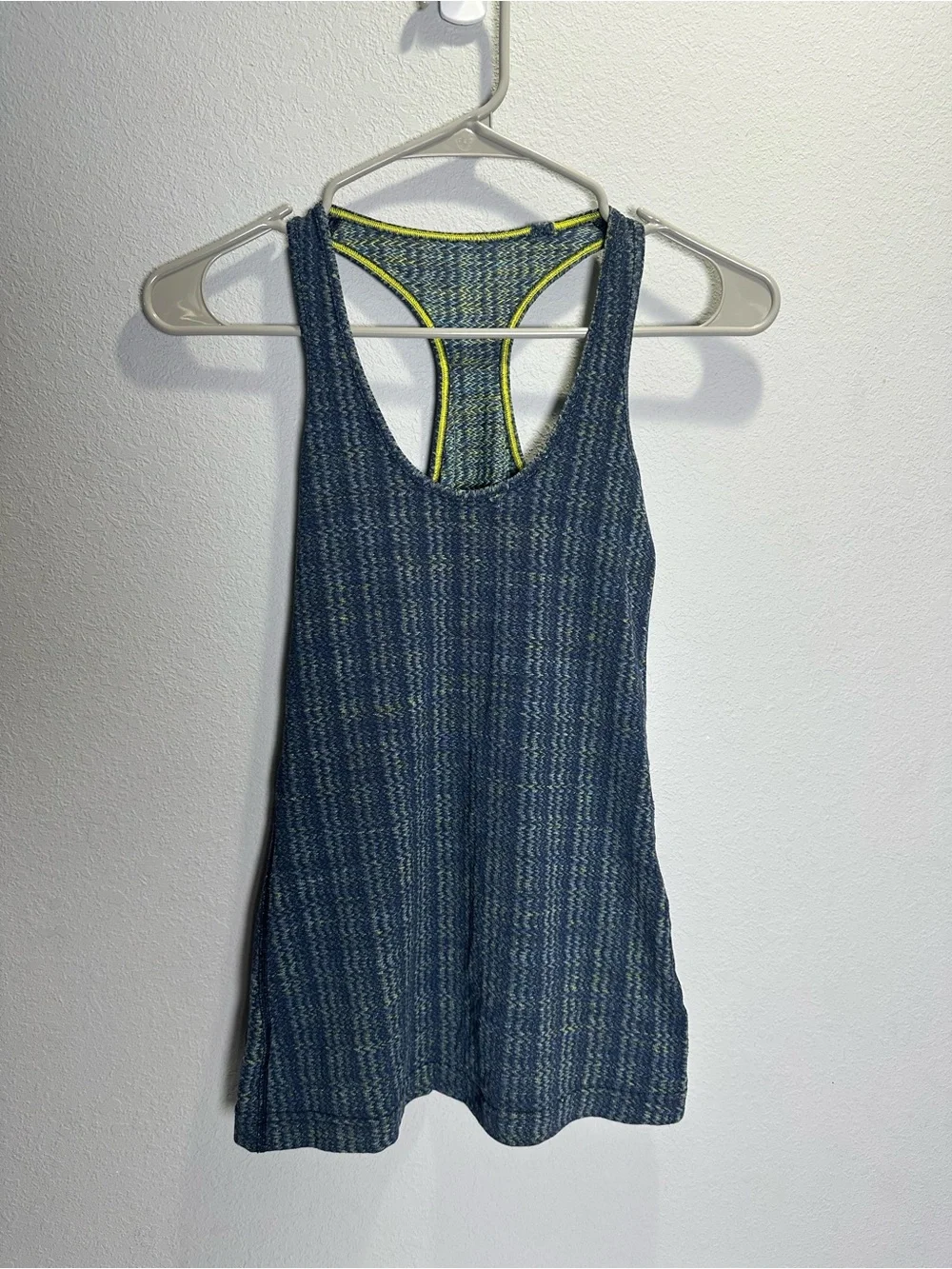 lululemon athletica Navy Striped Racerback Tank with Yellow Trim